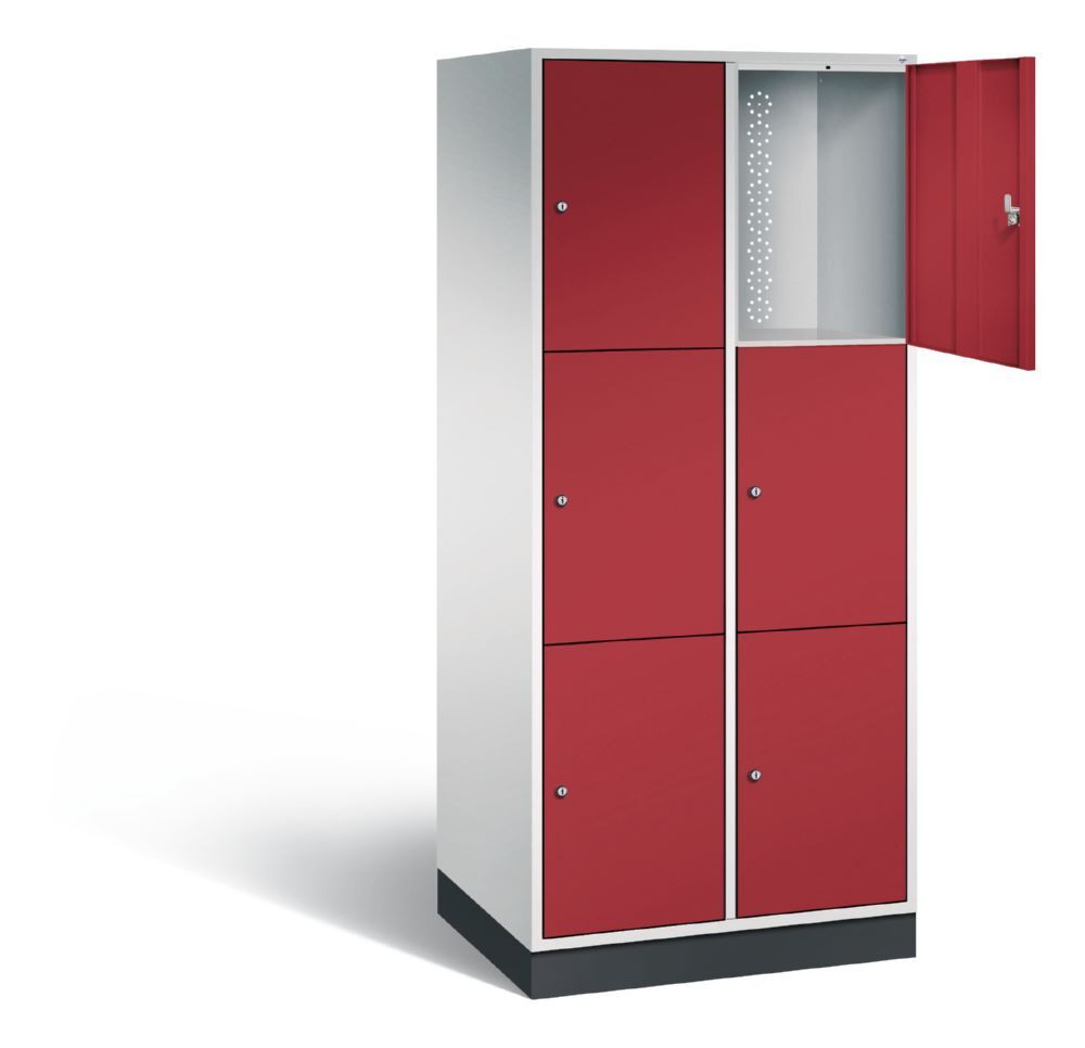 C+P XL Schließfachschrank Intro 6 Fächer 1950 x 820 x 590 mm lichtgrau rubinrot Produktbild C+P XL Schließfachschrank Intro 6 Fächer 1950 x 820 x 590 mm lichtgrau rubinrot bild 2