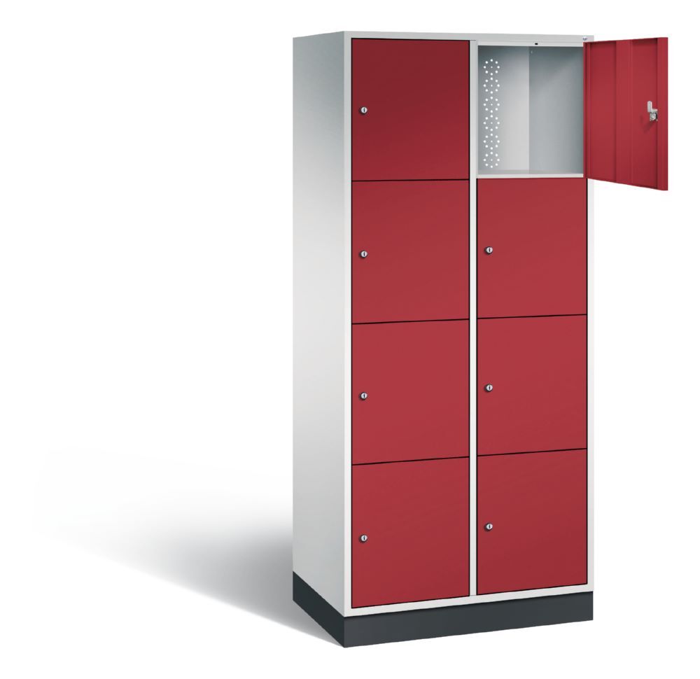 C+P XL Schließfachschrank Intro 8 Fächer 1950 x 820 x 490 mm lichtgrau rubinrot Produktbild C+P XL Schließfachschrank Intro 8 Fächer 1950 x 820 x 490 mm lichtgrau rubinrot bild 2