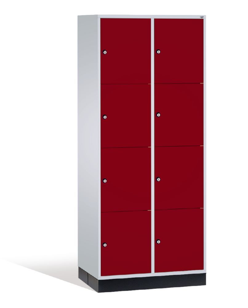 C+P XL Schließfachschrank Intro 8 Fächer 1950 x 820 x 590 mm lichtgrau rubinrot Produktbild C+P XL Schließfachschrank Intro 8 Fächer 1950 x 820 x 590 mm lichtgrau rubinrot