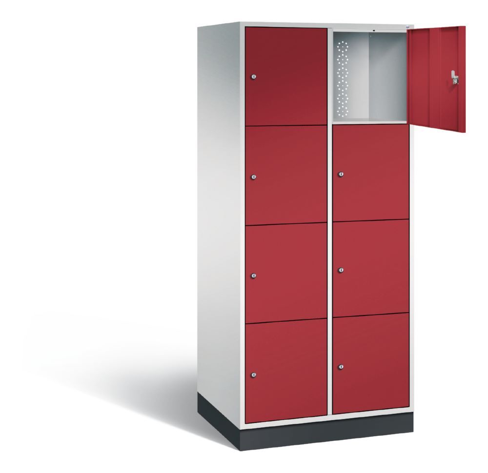 C+P XL Schließfachschrank Intro 8 Fächer 1950 x 820 x 590 mm lichtgrau rubinrot Produktbild C+P XL Schließfachschrank Intro 8 Fächer 1950 x 820 x 590 mm lichtgrau rubinrot bild 2