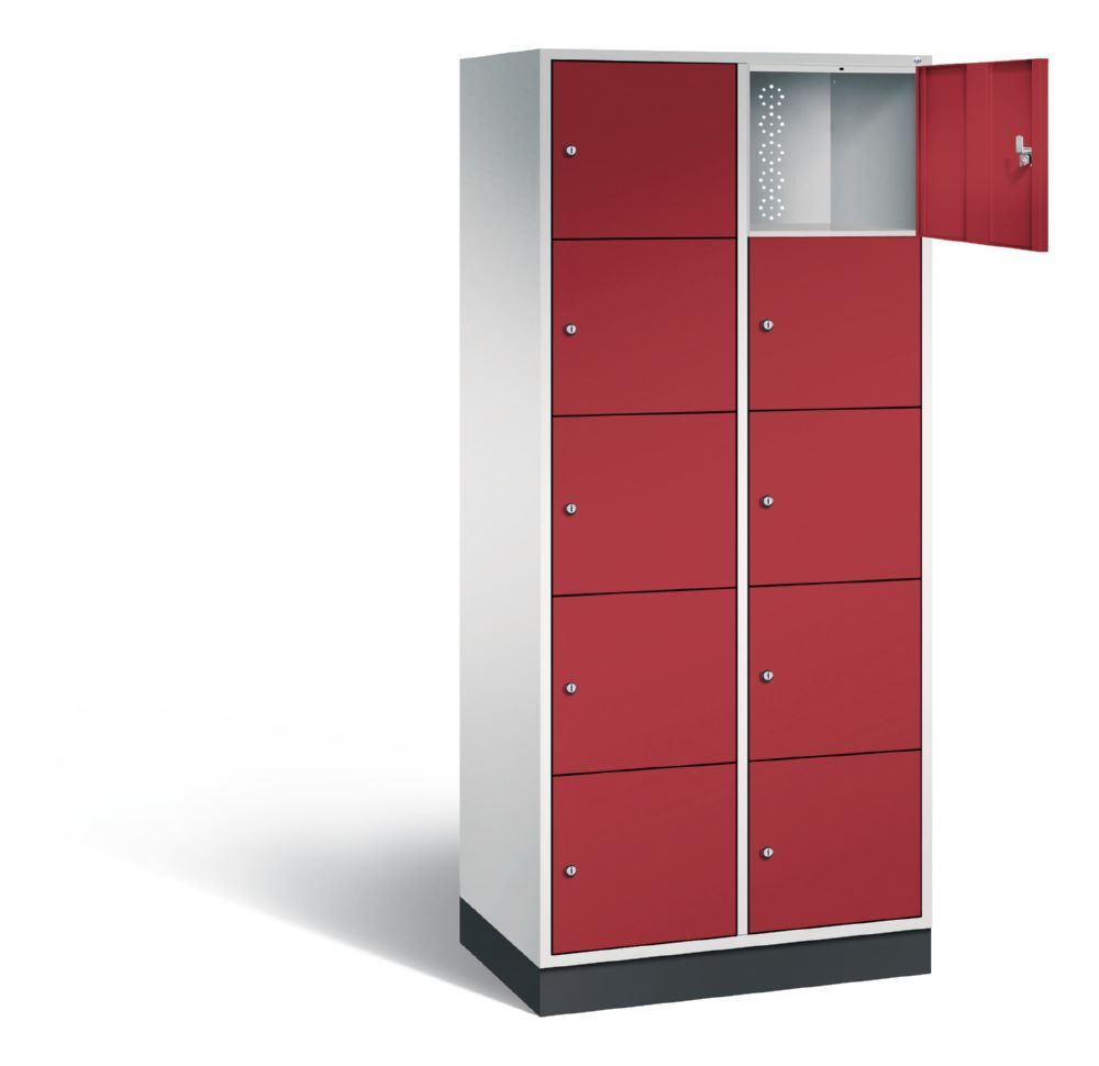 C+P XL Schließfachschrank Intro 10 Fächer 1950 x 820 x 490 mm lichtgrau rubinrot Produktbild C+P XL Schließfachschrank Intro 10 Fächer 1950 x 820 x 490 mm lichtgrau rubinrot bild 2