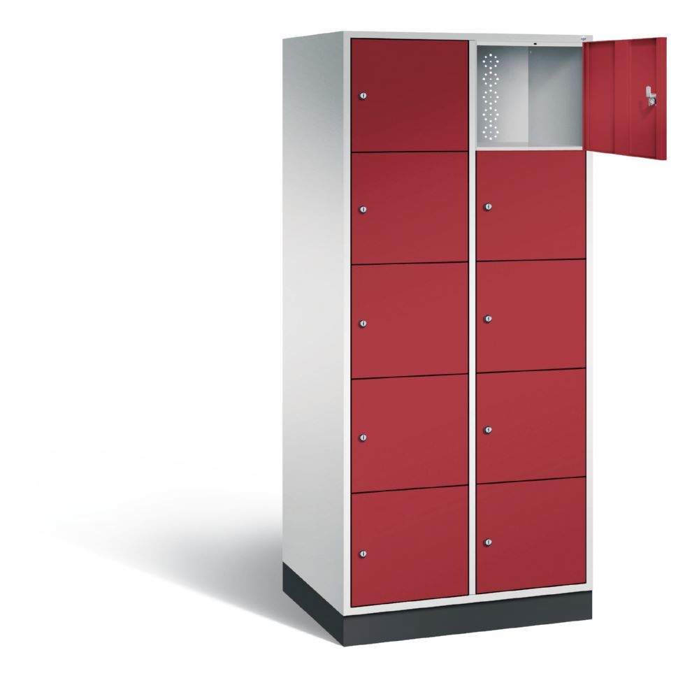 C+P XL Schließfachschrank Intro 10 Fächer 1950 x 820 x 590 mm lichtgrau rubinrot Produktbild C+P XL Schließfachschrank Intro 10 Fächer 1950 x 820 x 590 mm lichtgrau rubinrot bild 2