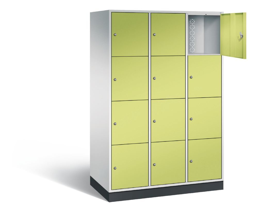 C+P XL Schließfachschrank Intro 12 Fächer 1950 x 1220 x 590 mm lichtgrau viridingrün Produktbild C+P XL Schließfachschrank Intro 12 Fächer 1950 x 1220 x 590 mm lichtgrau viridingrün bild 2