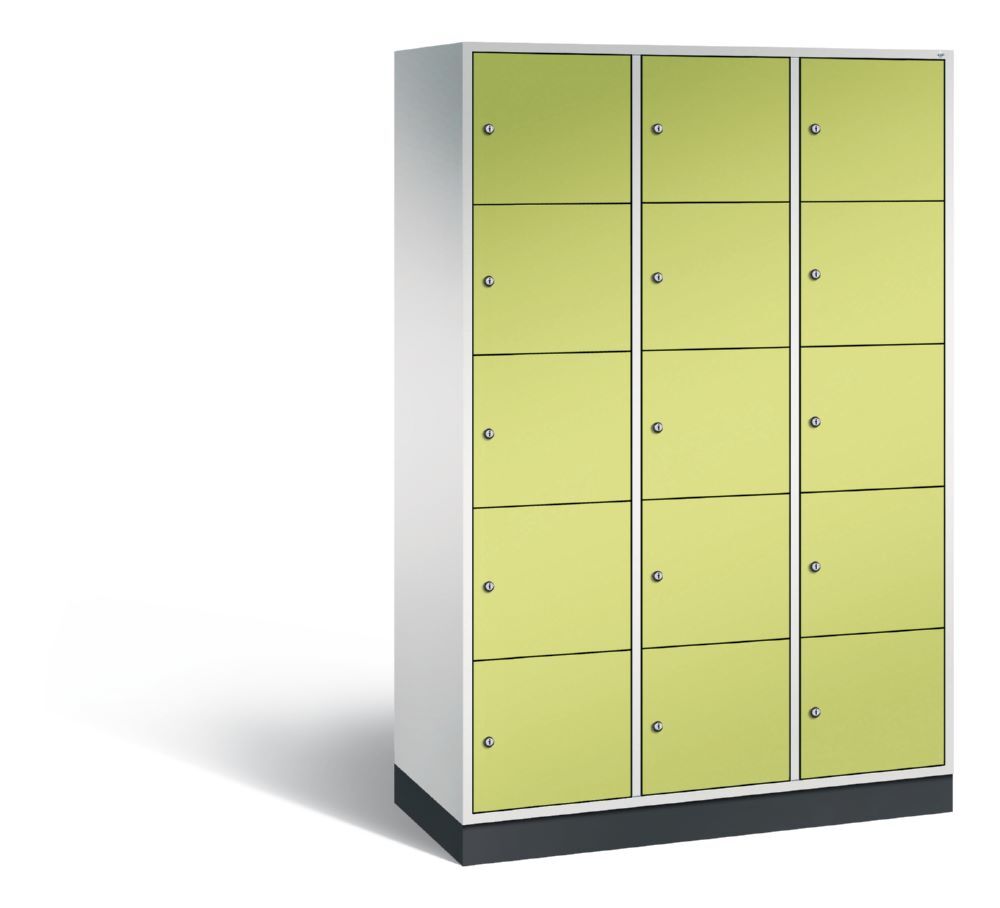 C+P XL Schließfachschrank Intro 15 Fächer 1950 x 1220 x 490 mm lichtgrau viridingrün Produktbild C+P XL Schließfachschrank Intro 15 Fächer 1950 x 1220 x 490 mm lichtgrau viridingrün