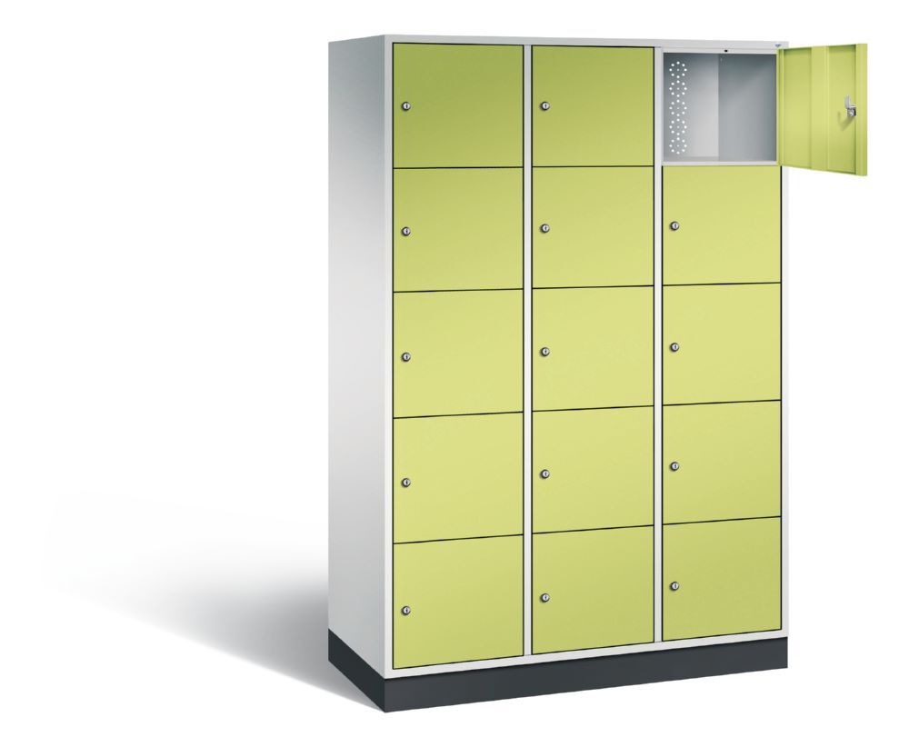 C+P XL Schließfachschrank Intro 15 Fächer 1950 x 1220 x 490 mm lichtgrau viridingrün Produktbild C+P XL Schließfachschrank Intro 15 Fächer 1950 x 1220 x 490 mm lichtgrau viridingrün bild 2