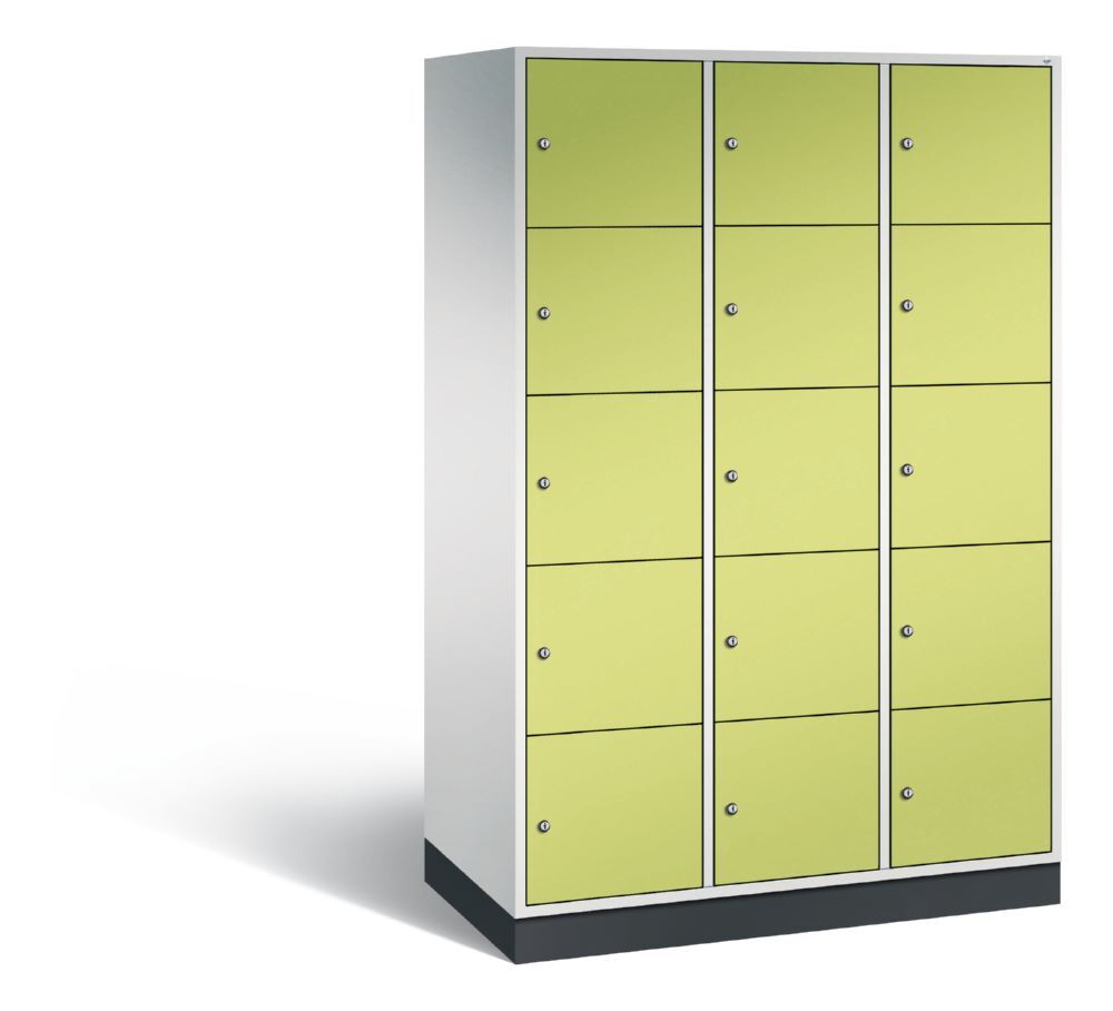 C+P XL Schließfachschrank Intro 15 Fächer 1950 x 1220 x 590 mm lichtgrau viridingrün Produktbild C+P XL Schließfachschrank Intro 15 Fächer 1950 x 1220 x 590 mm lichtgrau viridingrün