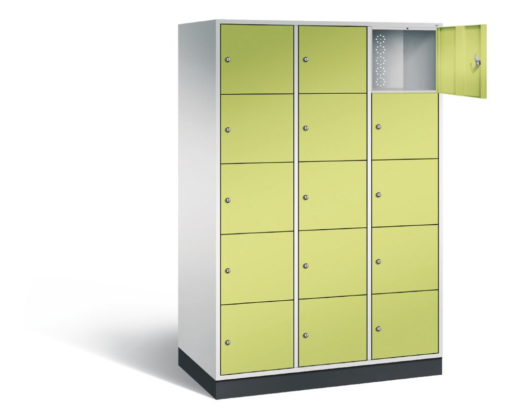 C+P XL Schließfachschrank Intro 15 Fächer 1950 x 1220 x 590 mm lichtgrau viridingrün Produktbild C+P XL Schließfachschrank Intro 15 Fächer 1950 x 1220 x 590 mm lichtgrau viridingrün bild 2