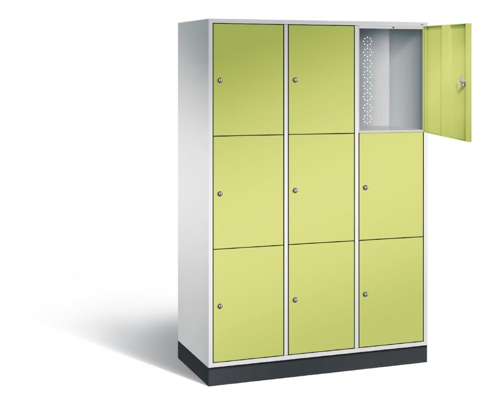 C+P XL Schließfachschrank Intro 9 Fächer 1950 x 1220 x 490 mm lichtgrau viridingrün Produktbild C+P XL Schließfachschrank Intro 9 Fächer 1950 x 1220 x 490 mm lichtgrau viridingrün bild 2