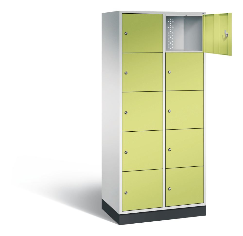C+P XL Schließfachschrank Intro 10 Fächer 1950 x 820 x 490 mm lichtgrau viridingün Produktbild C+P XL Schließfachschrank Intro 10 Fächer 1950 x 820 x 490 mm lichtgrau viridingün bild 2