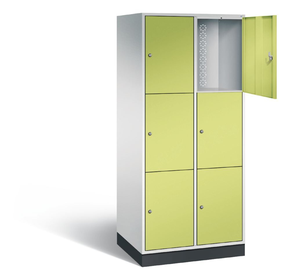 C+P XL Schließfachschrank Intro 6 Fächer 1950 x 820 x 590 mm lichtgrau viridingrün Produktbild C+P XL Schließfachschrank Intro 6 Fächer 1950 x 820 x 590 mm lichtgrau viridingrün bild 2
