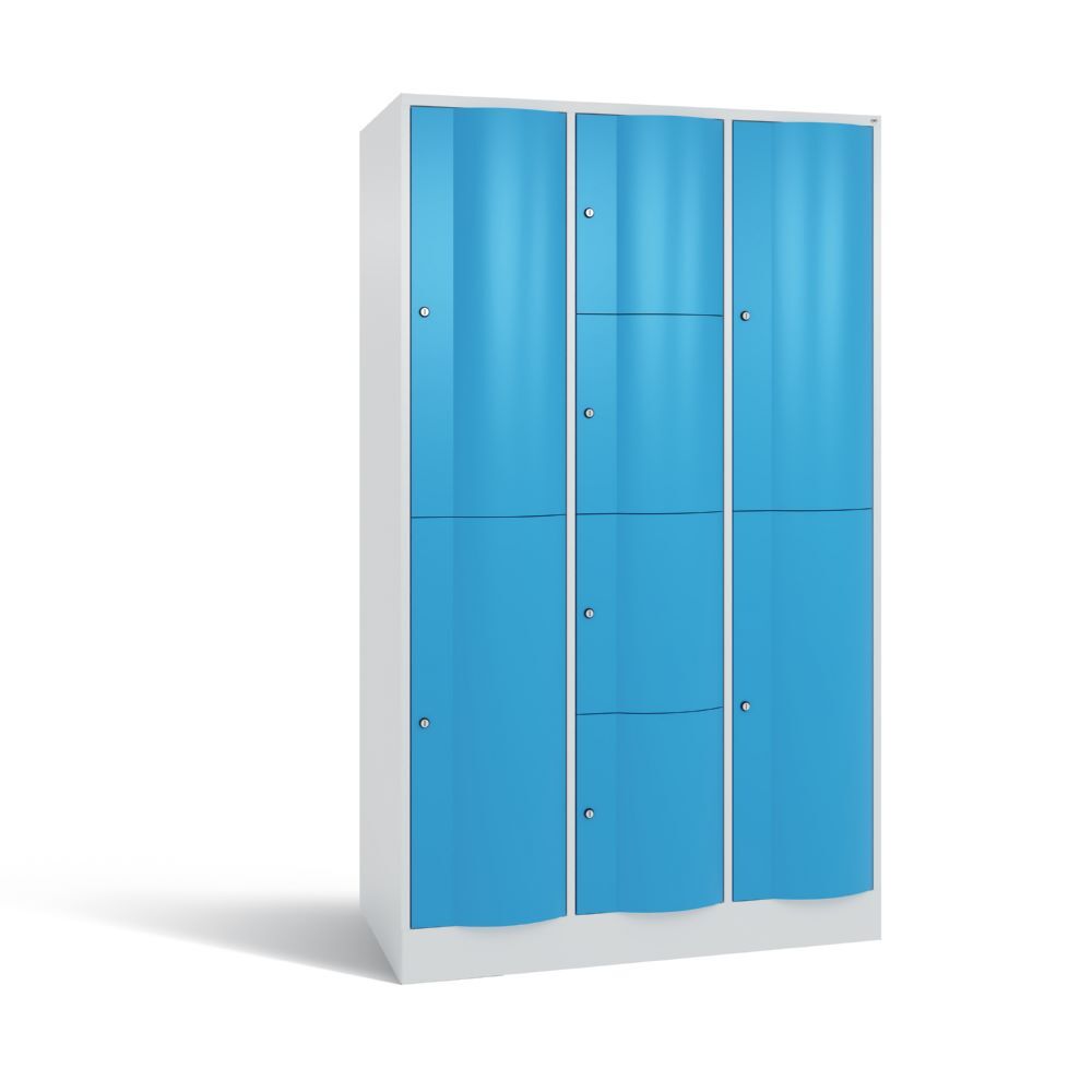 C+P XL Schließfachschrank Resisto 3 Abteile 1950 x 1148 x 640 mm lichtgrau lichtblau Produktbild C+P XL Schließfachschrank Resisto 3 Abteile 1950 x 1148 x 640 mm lichtgrau lichtblau