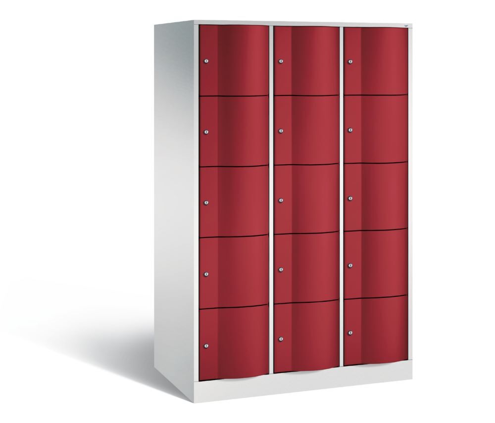 C+P XL Schließfachschrank Resisto 15 Fächer 1950 x 1148 x 640 mm lichtgrau rubinrot Produktbild C+P XL Schließfachschrank Resisto 15 Fächer 1950 x 1148 x 640 mm lichtgrau rubinrot