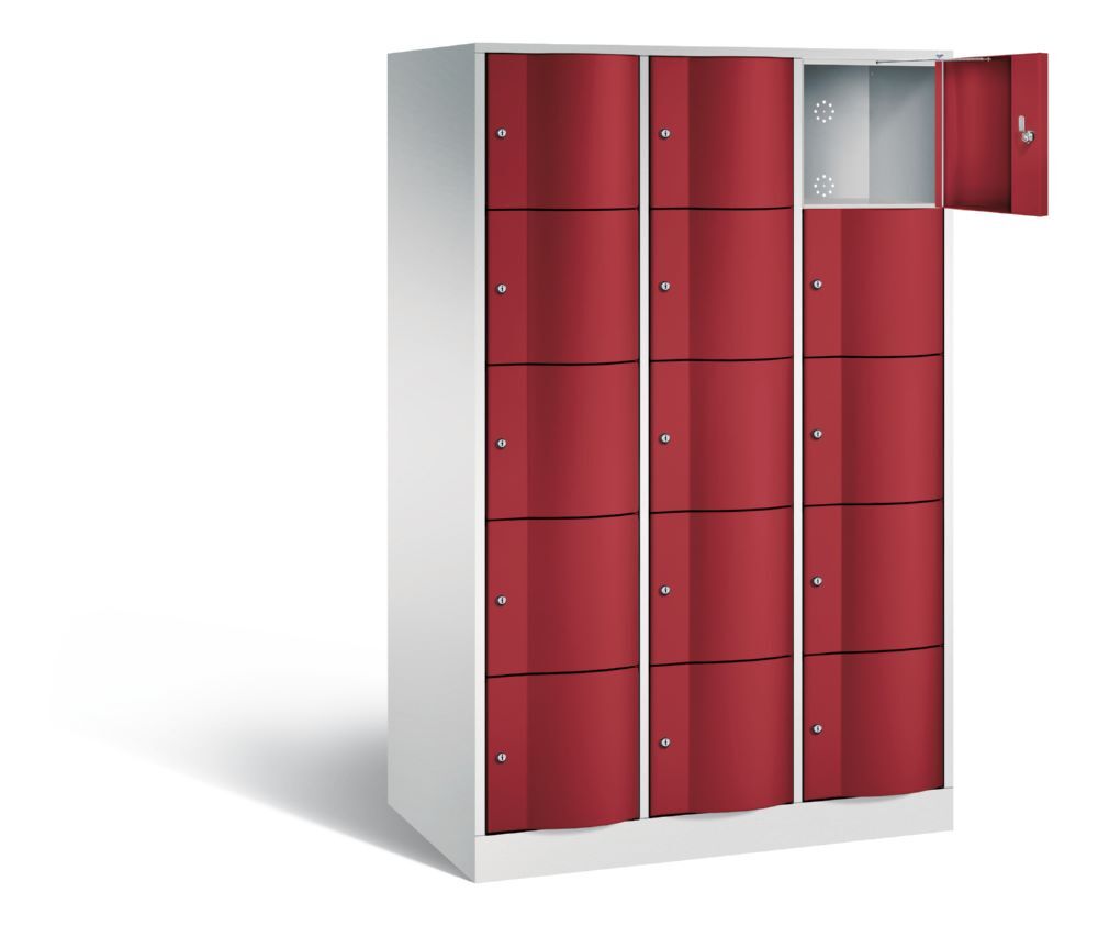 C+P XL Schließfachschrank Resisto 15 Fächer 1950 x 1148 x 640 mm lichtgrau rubinrot Produktbild C+P XL Schließfachschrank Resisto 15 Fächer 1950 x 1148 x 640 mm lichtgrau rubinrot bild 2