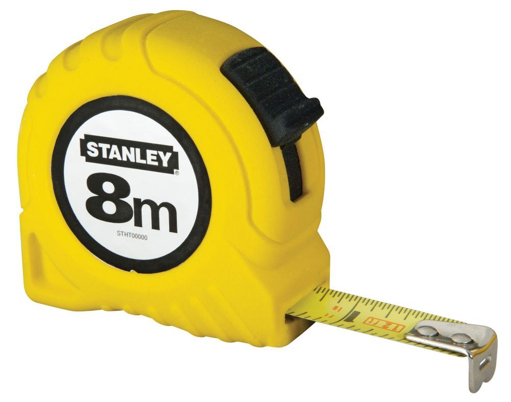 Stanley Bandmass Polymer Breite 25 mm Länge 8 m Gürtelclip Feststeller Produktbild Stanley Bandmass Polymer Breite 25 mm Länge 8 m Gürtelclip Feststeller