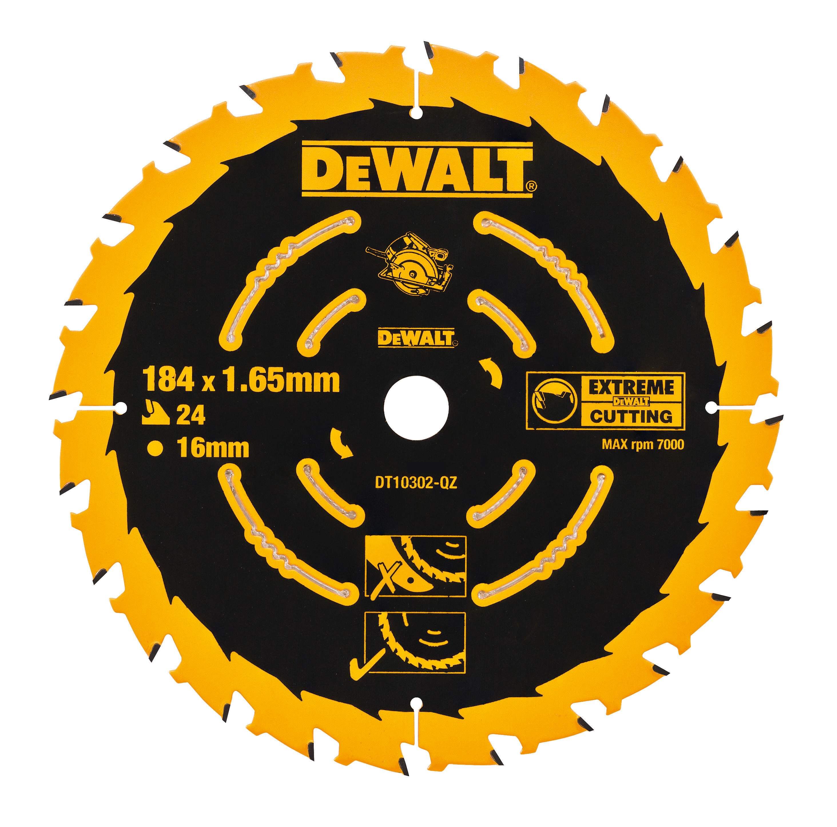 DeWALT Kreissägeblatt Handkreissägen 184/16mm 24WZ Produktbild DeWALT Kreissägeblatt Handkreissägen 184/16mm 24WZ