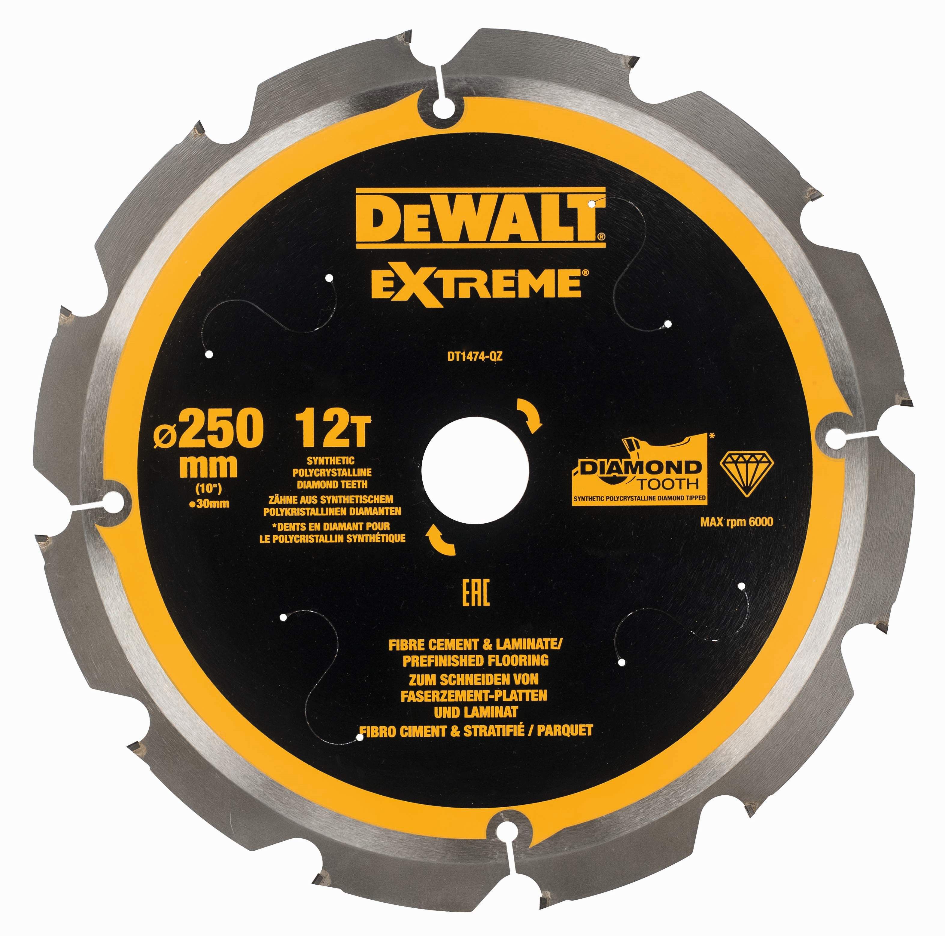 DeWALT Kreissägeblatt PCD 250/30mm 12Z Produktbild DeWALT Kreissägeblatt PCD 250/30mm 12Z