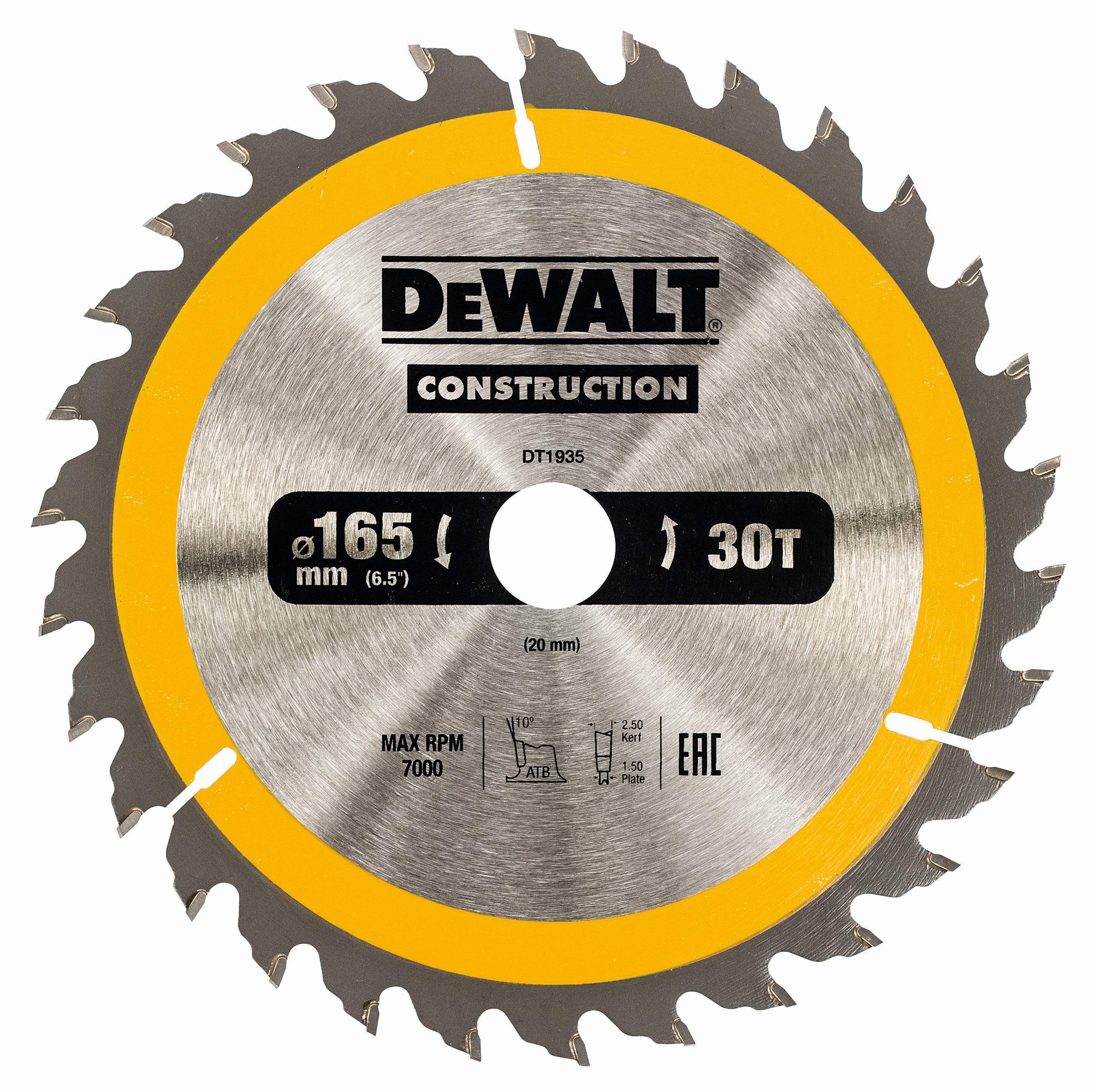 DeWALT Kreissägeblatt für Handkreissägen 165/20mm 30WZ Produktbild DeWALT Kreissägeblatt für Handkreissägen 165/20mm 30WZ
