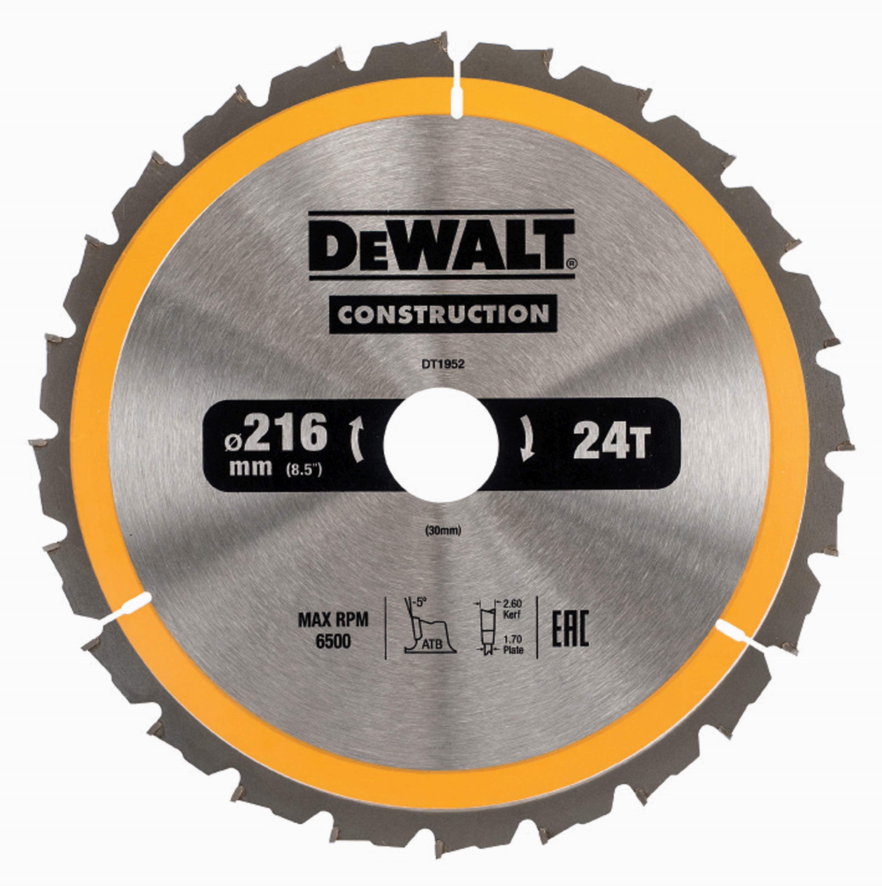 DeWALT Kreissägeblatt für stationäre Maschinen 216/30mm 24WZ Produktbild DeWALT Kreissägeblatt für stationäre Maschinen 216/30mm 24WZ