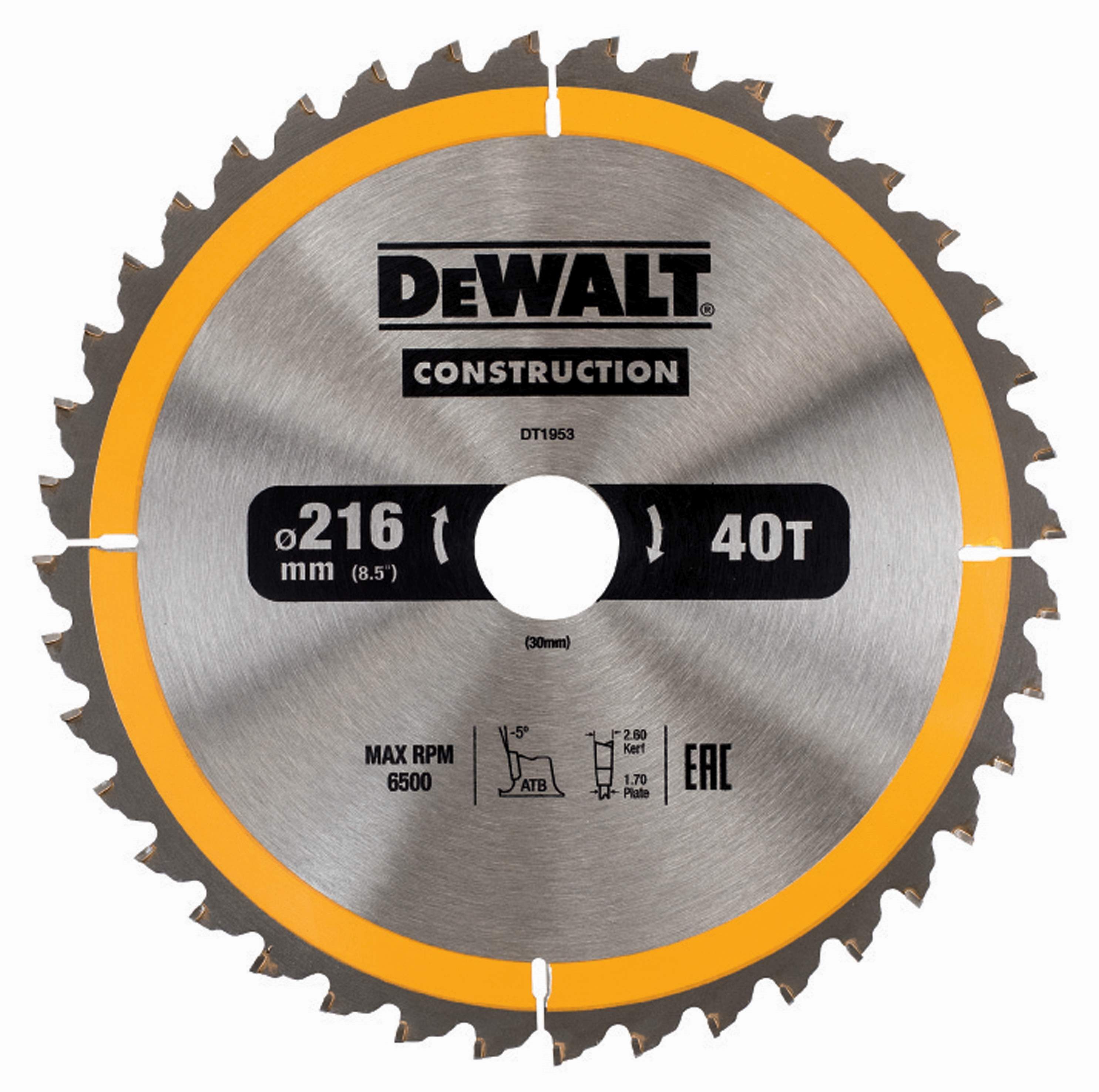 DeWALT Kreissägeblatt für stationäre Sägen 216/30mm 40WZ Produktbild DeWALT Kreissägeblatt für stationäre Sägen 216/30mm 40WZ