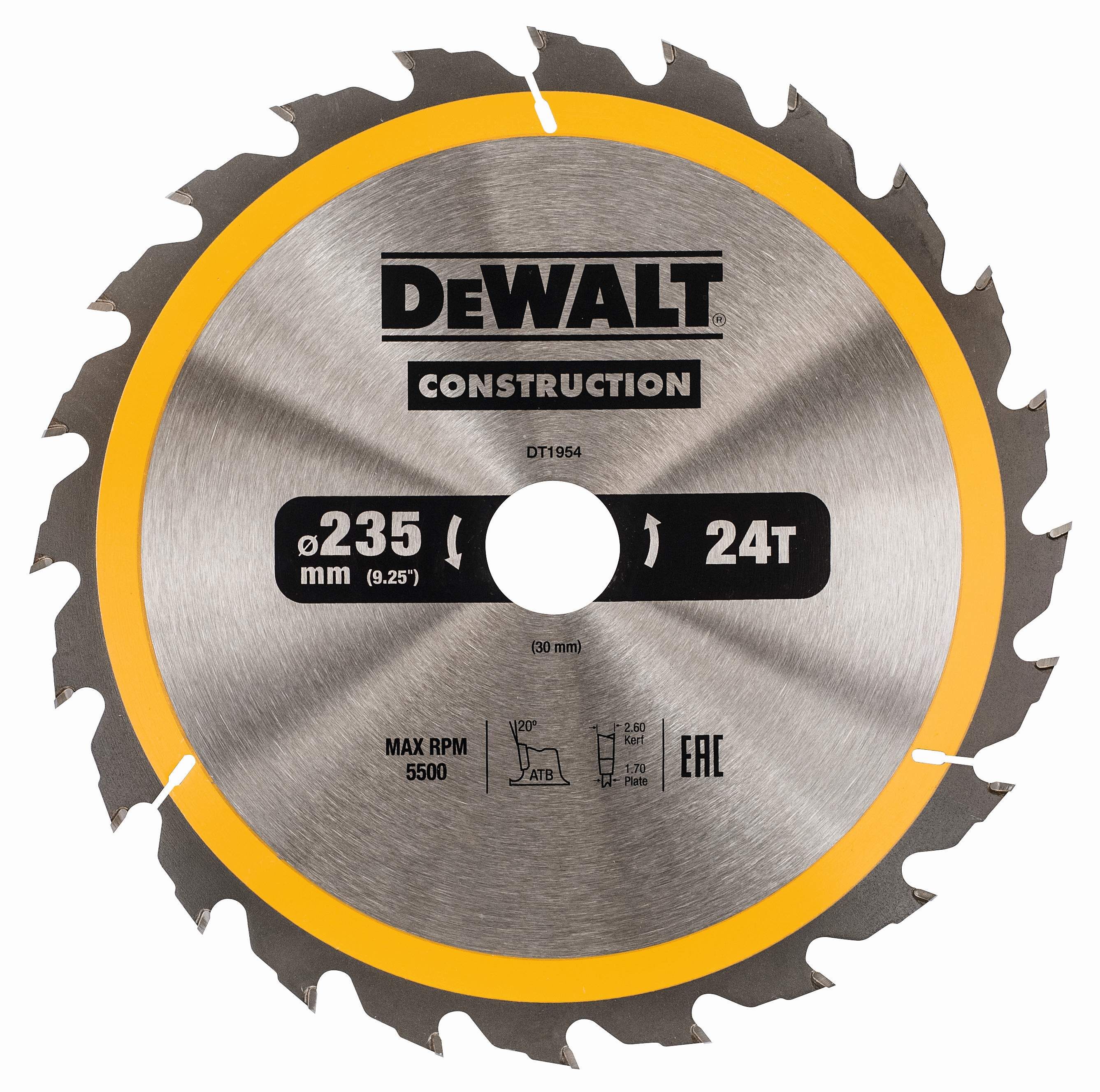 DeWALT Kreissägeblatt für stationäre Maschinen 235/30mm 24WZ Produktbild DeWALT Kreissägeblatt für stationäre Maschinen 235/30mm 24WZ