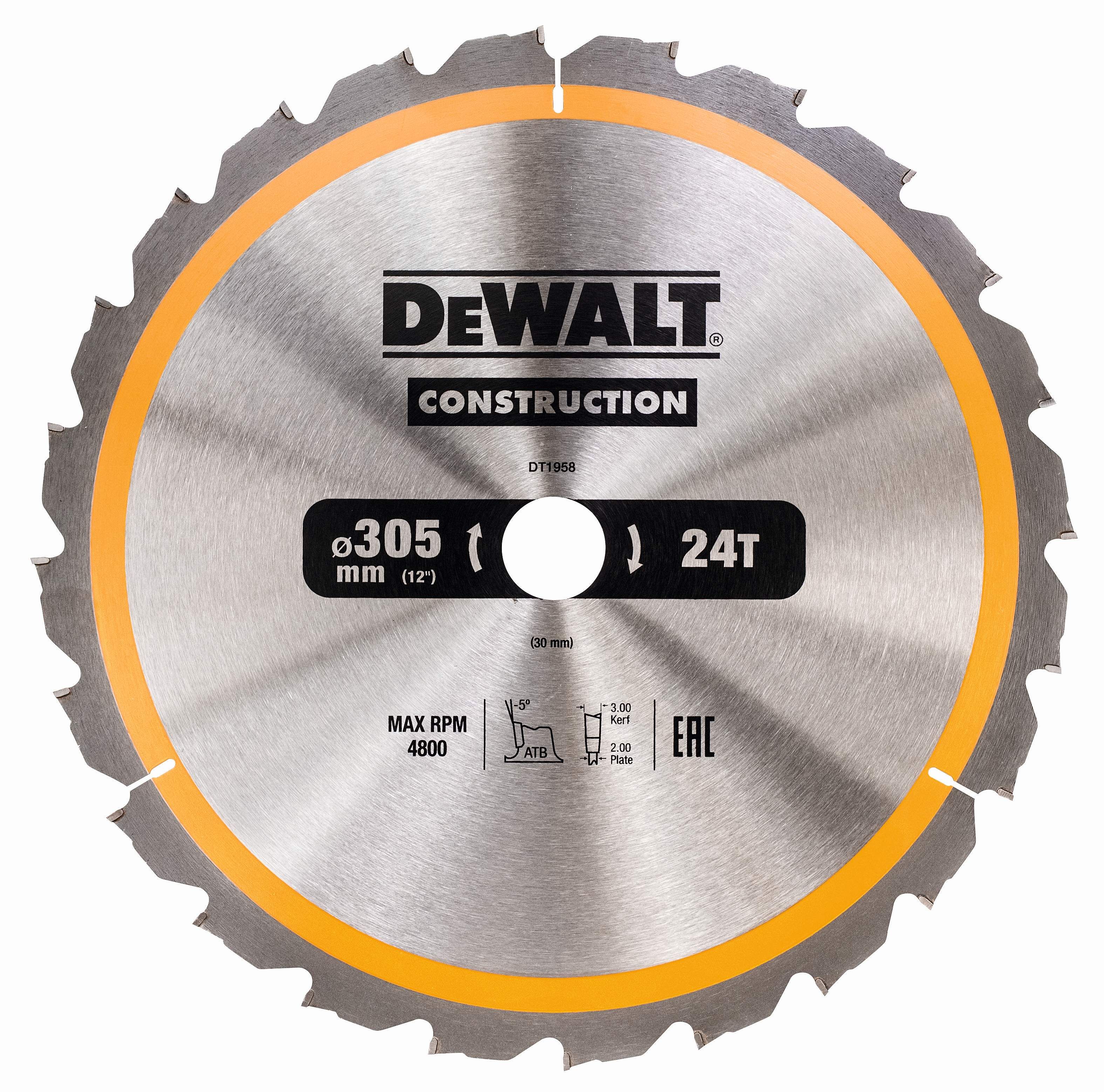 DeWALT Kreissägeblatt für stationäre Sägen 305/30mm 24WZ Produktbild DeWALT Kreissägeblatt für stationäre Sägen 305/30mm 24WZ