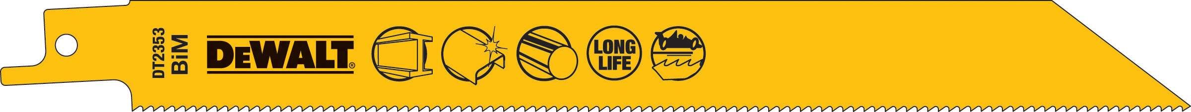 DeWALT Säbelsägeblatt BIM Metall 203 x 1.8mm 5 Stück Produktbild DeWALT Säbelsägeblatt BIM Metall 203 x 1.8mm 5 Stück