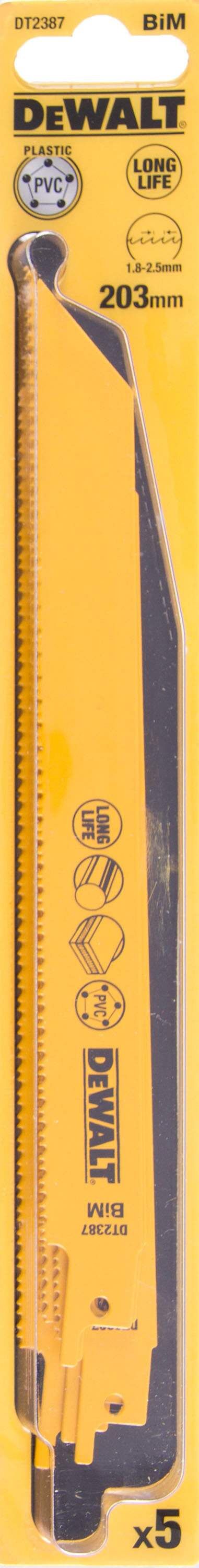 DeWALT Säbelsägeblatt BIM Uni 203 x 1.8-2.5mm 5 Stück Produktbild DeWALT Säbelsägeblatt BIM Uni 203 x 1.8-2.5mm 5 Stück