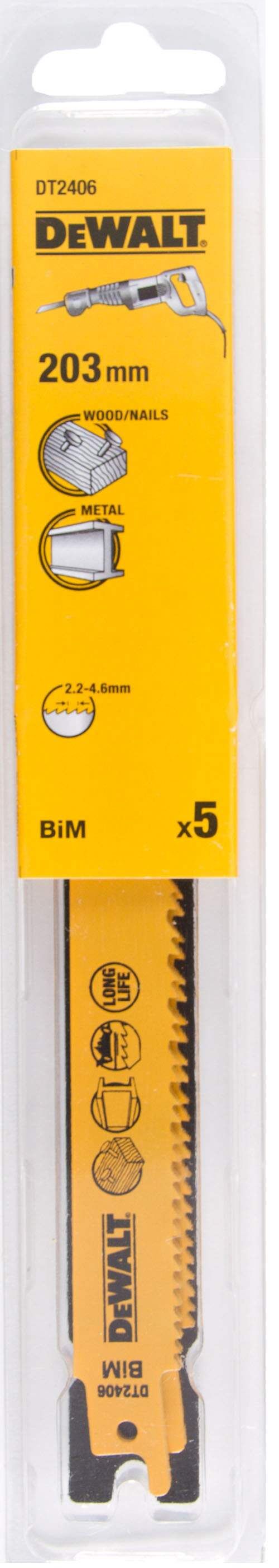 DeWALT Säbelsägeblatt BIM Uni 203 x 2.2-4.6mm 5 Stück Produktbild DeWALT Säbelsägeblatt BIM Uni 203 x 2.2-4.6mm 5 Stück