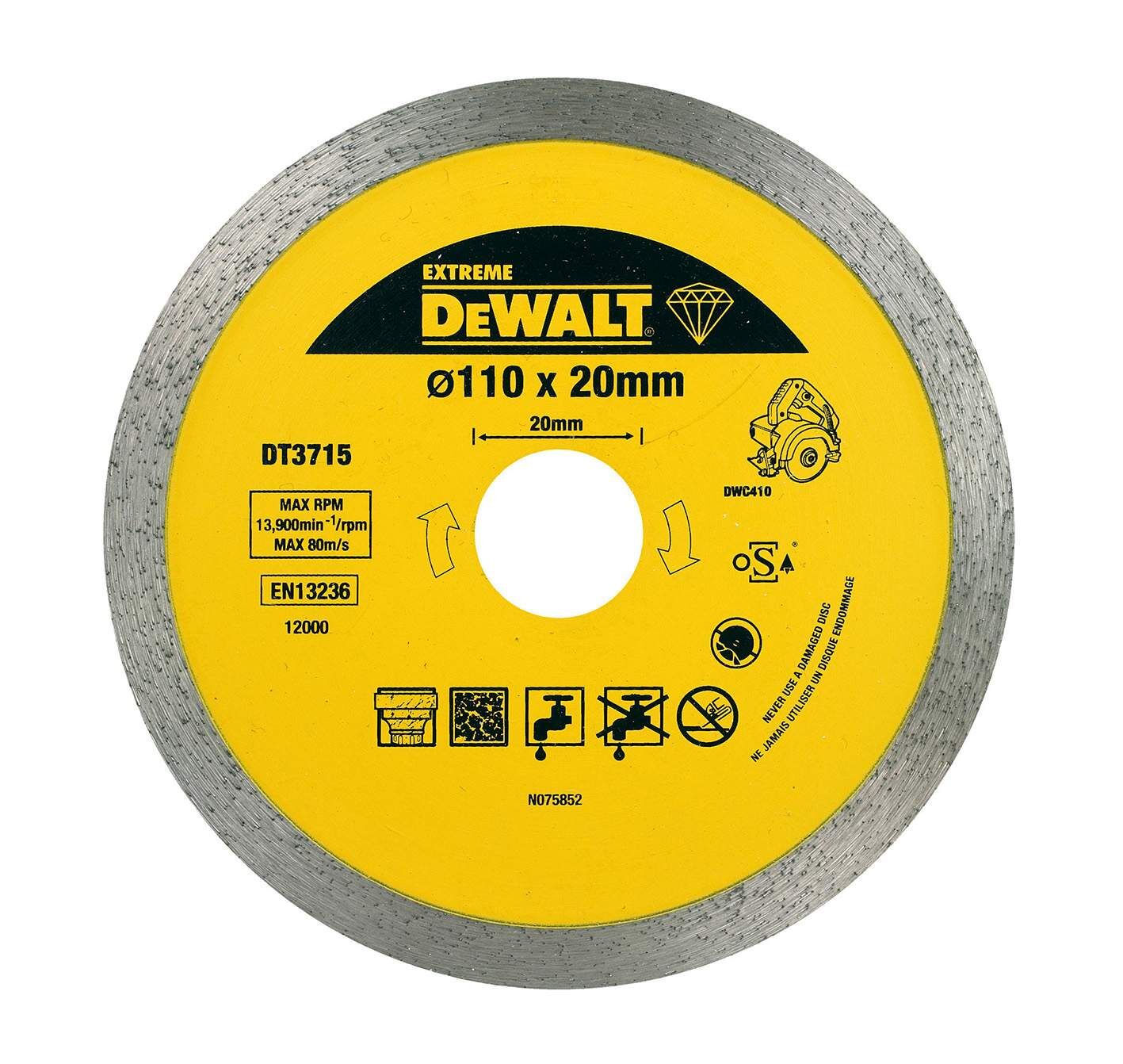 DeWALT Diamanttrennscheibe DWC410 Granit 110mm Produktbild DeWALT Diamanttrennscheibe DWC410 Granit 110mm