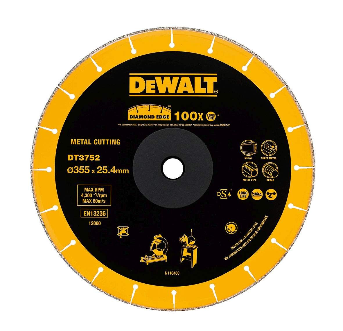 DeWALT Diamanttrennscheibe Metall 355x25,4mm Produktbild DeWALT Diamanttrennscheibe Metall 355x25,4mm