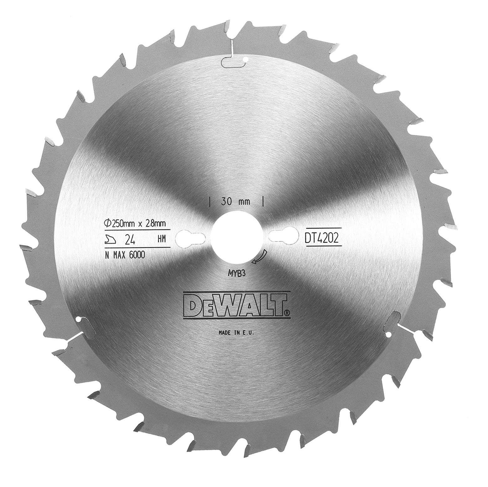 DeWALT Kreissägeblatt für stationäre Sägen 250/30mm 24FZ Produktbild DeWALT Kreissägeblatt für stationäre Sägen 250/30mm 24FZ