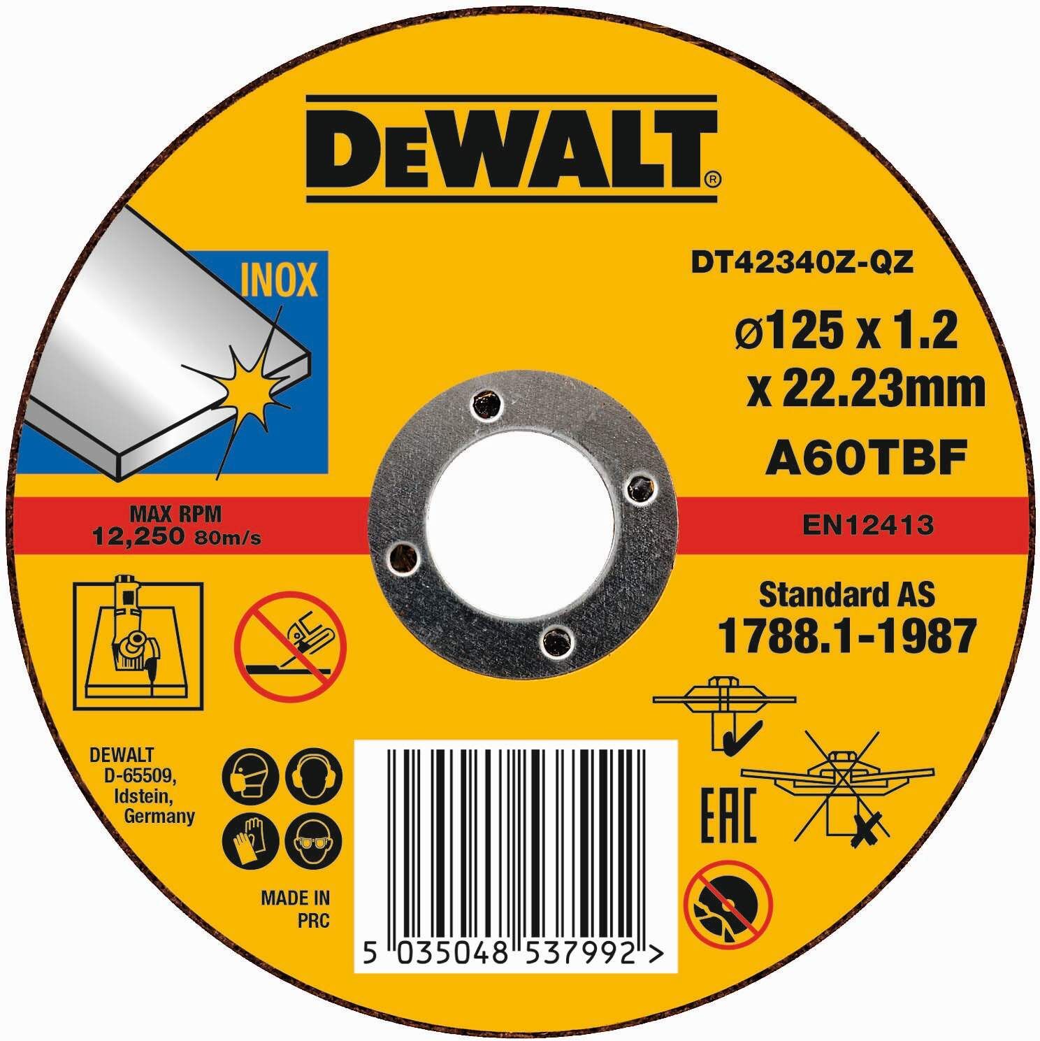 DeWALT Trennscheibe Edelstahl flach 125x1.2mm Produktbild DeWALT Trennscheibe Edelstahl flach 125x1.2mm