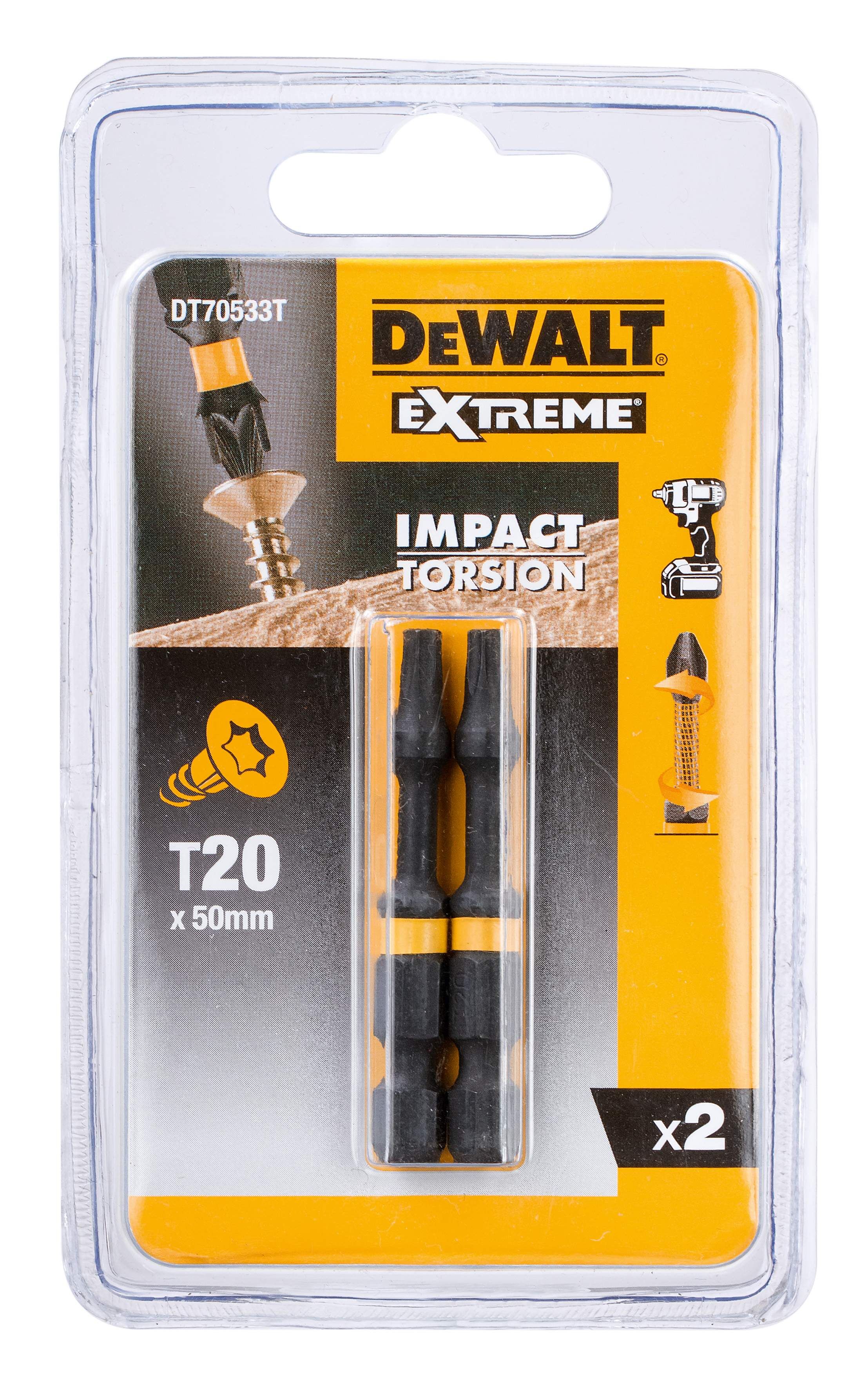 DeWALT Torsion Bit schlagf. T20 50mm 2Stk Produktbild DeWALT Torsion Bit schlagf. T20 50mm 2Stk