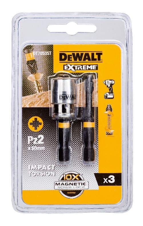DeWALT Bit-Set 3-tlg. schlagf. Pz2 50mm Produktbild DeWALT Bit-Set 3-tlg. schlagf. Pz2 50mm