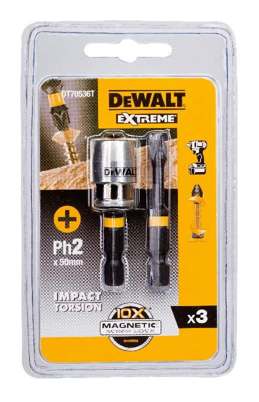 DeWALT Bit-Set 3-tlg. schlagf. Ph2 50mm Produktbild DeWALT Bit-Set 3-tlg. schlagf. Ph2 50mm