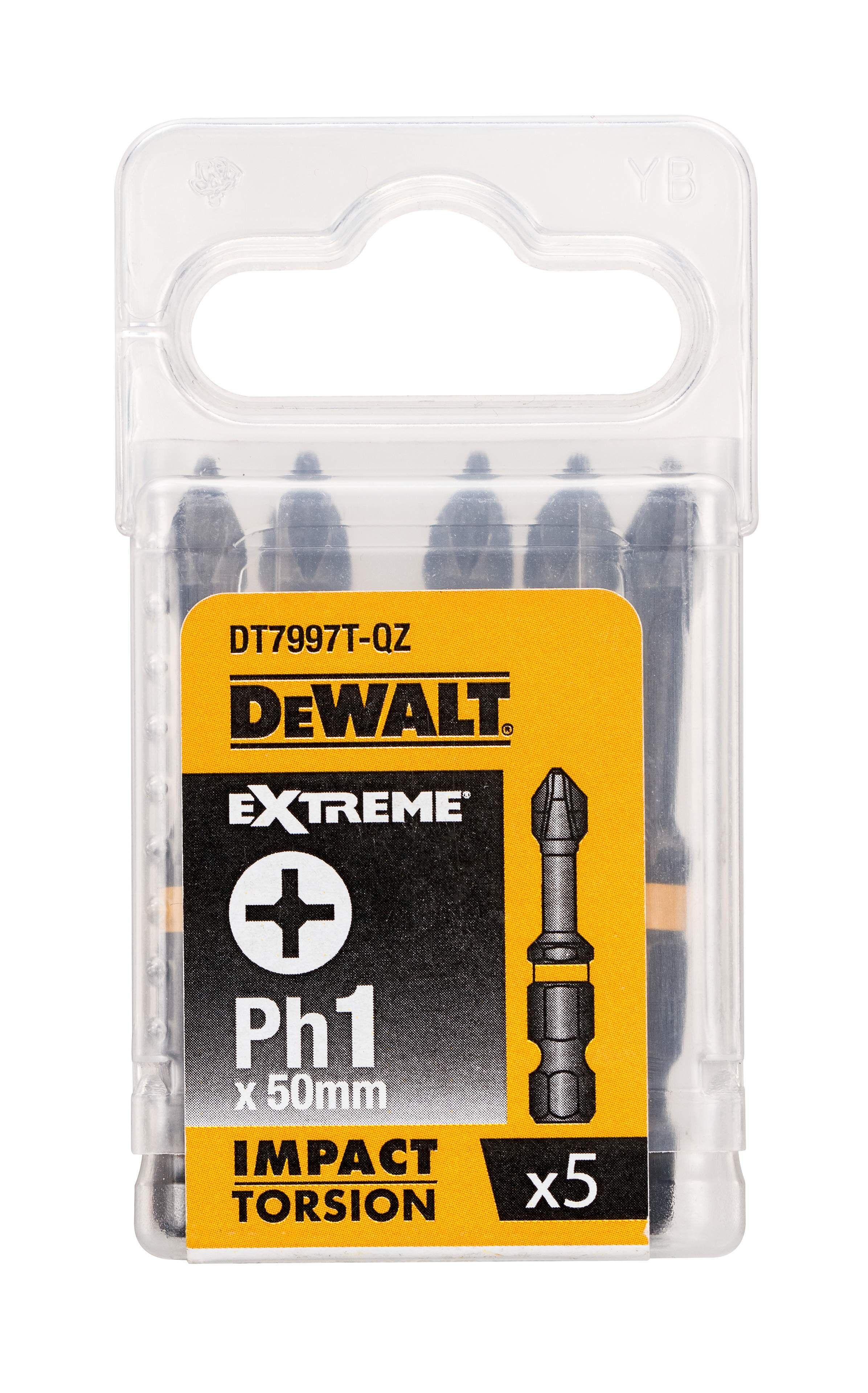 DeWALT Torsion Bit schlagf. Ph1 50mm 5Stk Produktbild DeWALT Torsion Bit schlagf. Ph1 50mm 5Stk