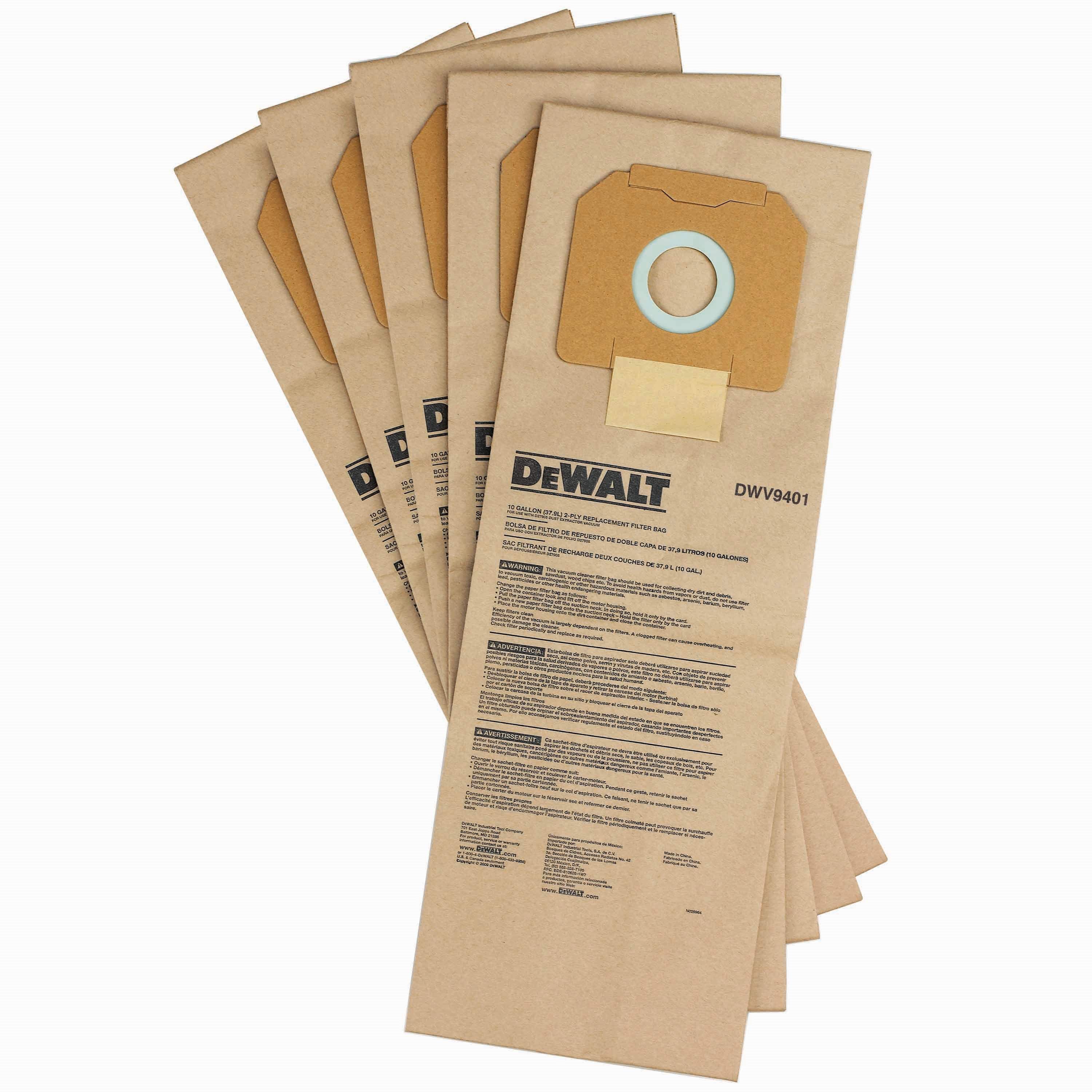 DeWALT Papier-Staubbeutel (5 St.) DWV902M/L Produktbild DeWALT Papier-Staubbeutel (5 St.) DWV902M/L