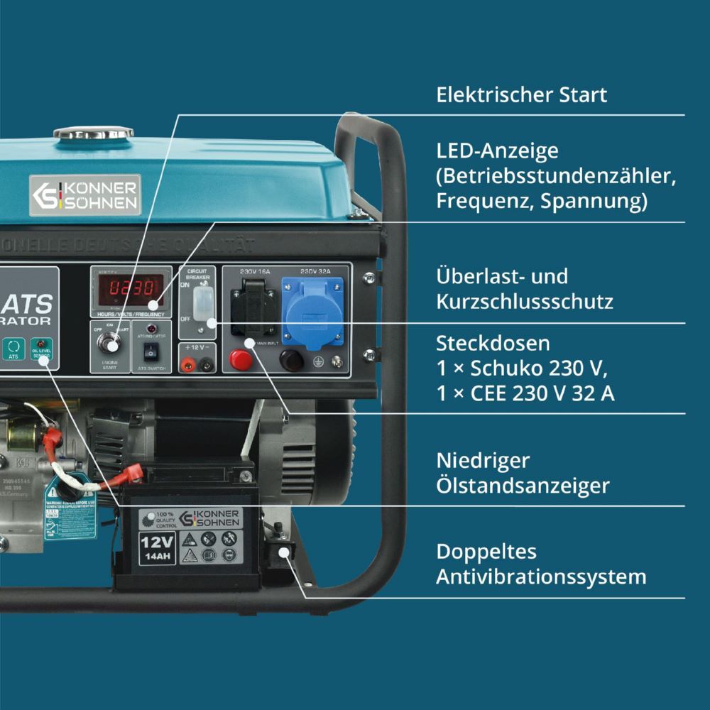Produktbild Könner & Söhnen Benzin-Generator  KS 7000E ATS bild 10