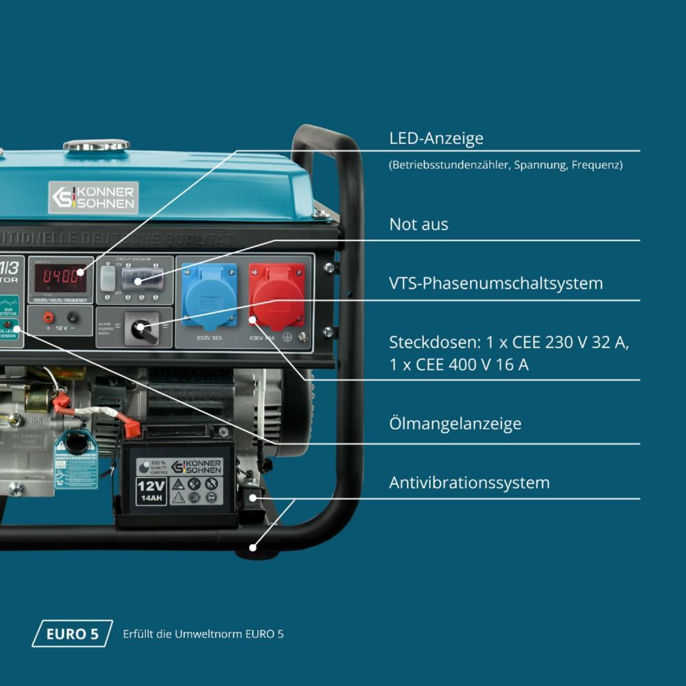 Produktbild Könner & Söhnen Benzin-Generator  KS 10000E 1/3 bild 10