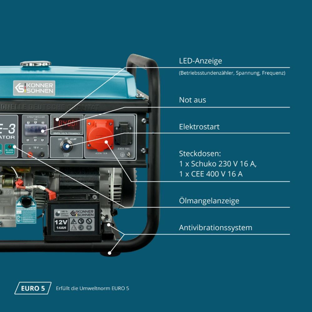Produktbild Könner & Söhnen Benzin-Generator  KS 10000E-3 bild 9