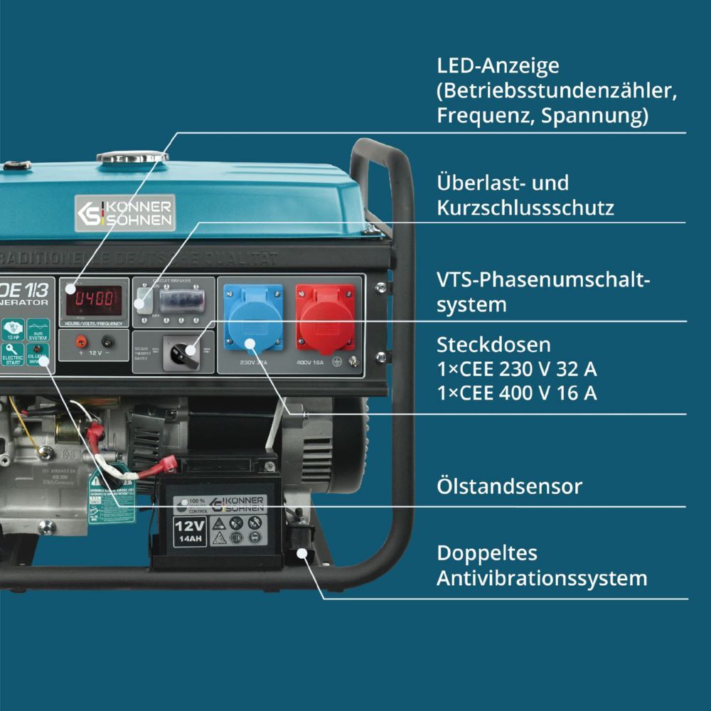 Produktbild Könner & Söhnen Benzin-Generator  KS 7000E 1/3 bild 10