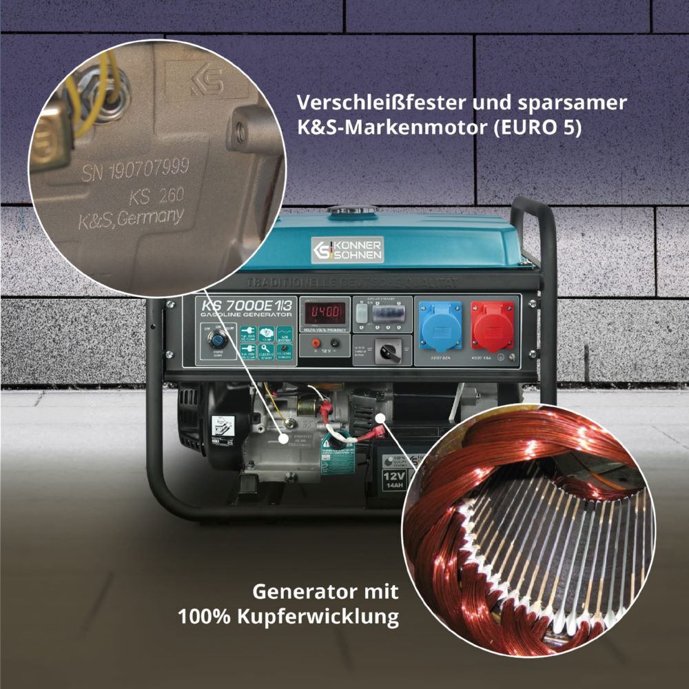 Produktbild Könner & Söhnen Benzin-Generator  KS 7000E 1/3 bild 9