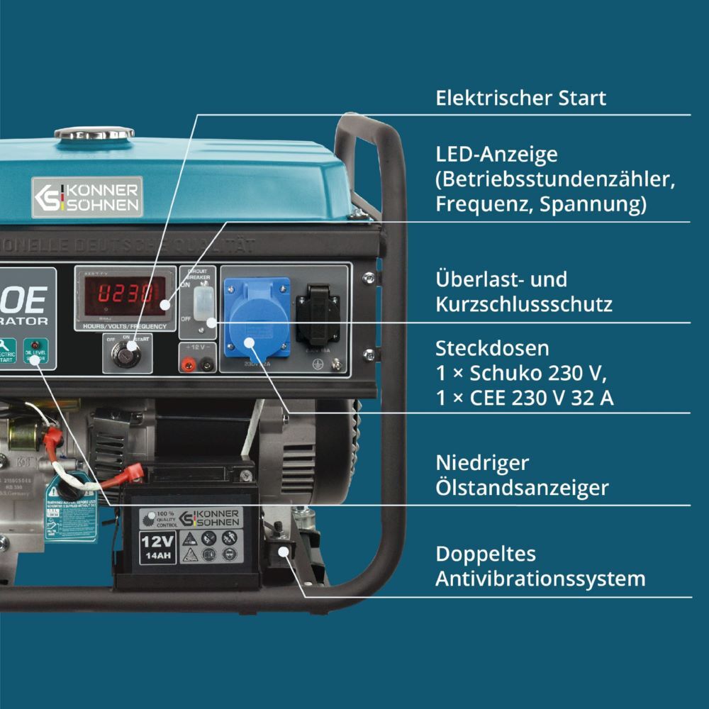 Produktbild Könner & Söhnen Benzin-Generator  KS 7000E bild 9