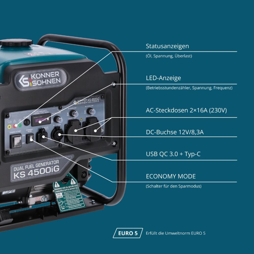 Produktbild Könner & Söhnen Dual Fuel-Inverter-Generator KS 4500iG bild 7