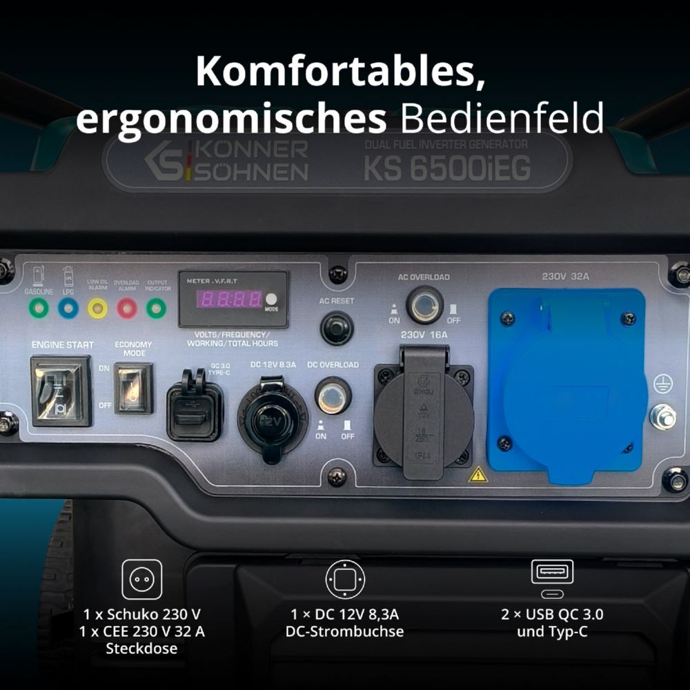 Produktbild Könner & Söhnen Inverter Generator KS 6500iEG (Benzin/Gas) bild 7
