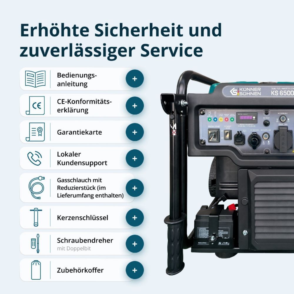 Produktbild Könner & Söhnen Inverter Generator KS 6500iEG (Benzin/Gas) bild 9