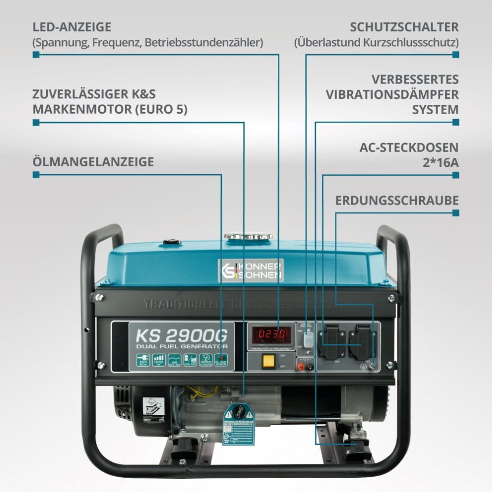 Produktbild Könner & Söhnen LPG/Benzin-Generator  KS 2900G bild 8