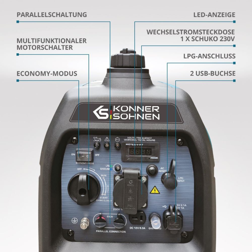 Produktbild Könner & Söhnen LPG/Benzin-Inverter-Generator KS 2100iG S bild 3
