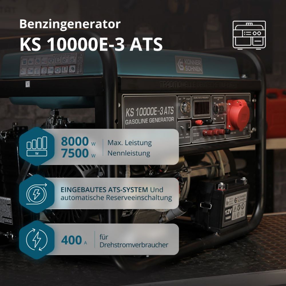Produktbild Könner & Söhnen Benzin-Generator  KS 10000E-3 ATS bild 6