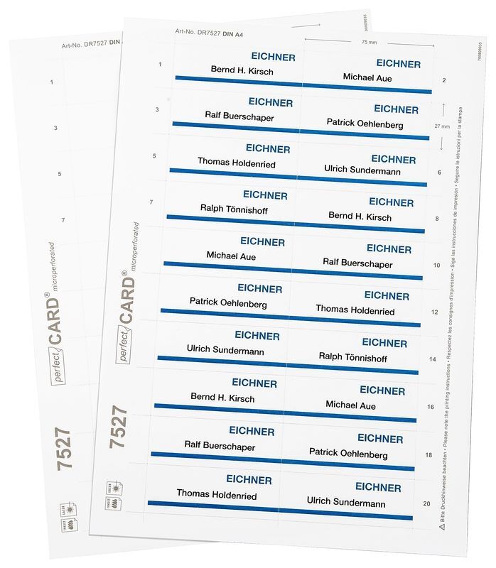Produktbild EICHNER Blanko Druckbogen weiß passend zu Magnetschild 81 x 33 mm Format 75 x 27 mm
